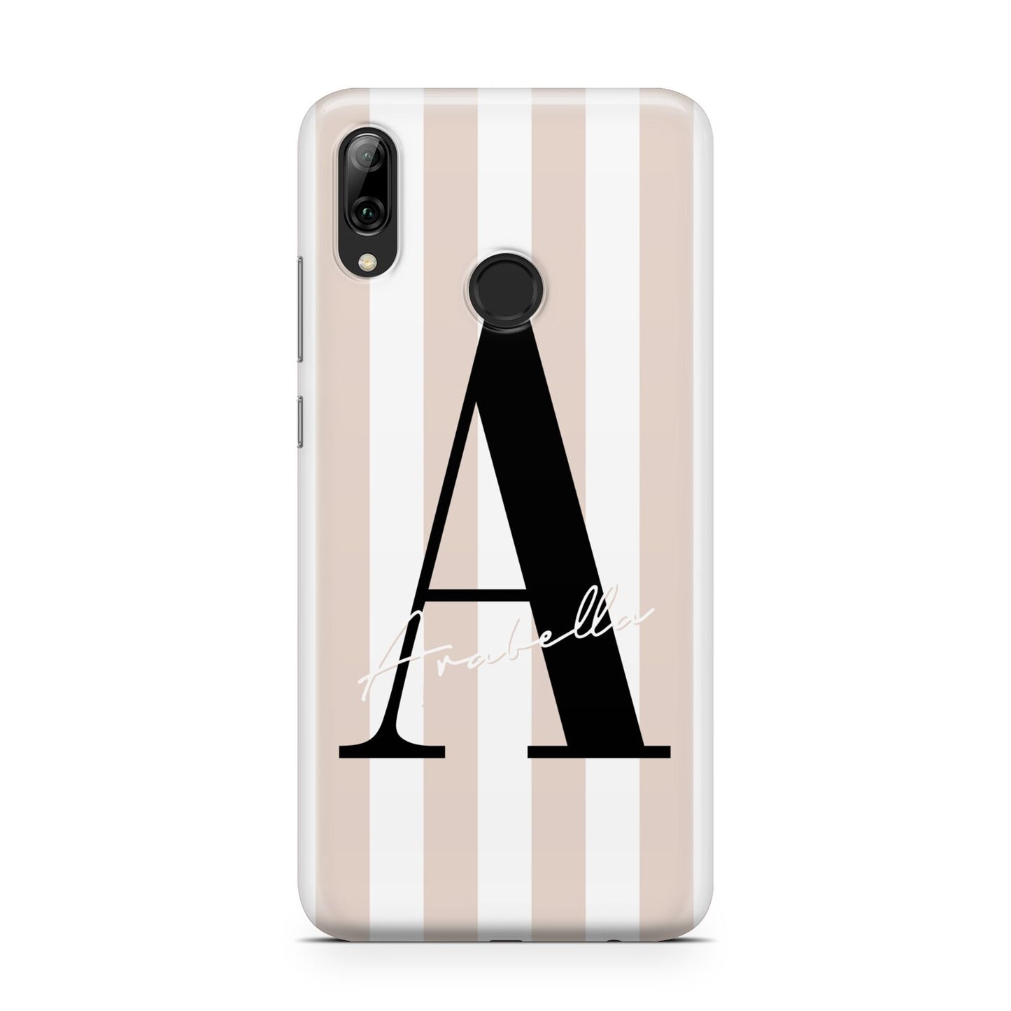 Personalised Nude Colour White Striped Huawei Y7 2019