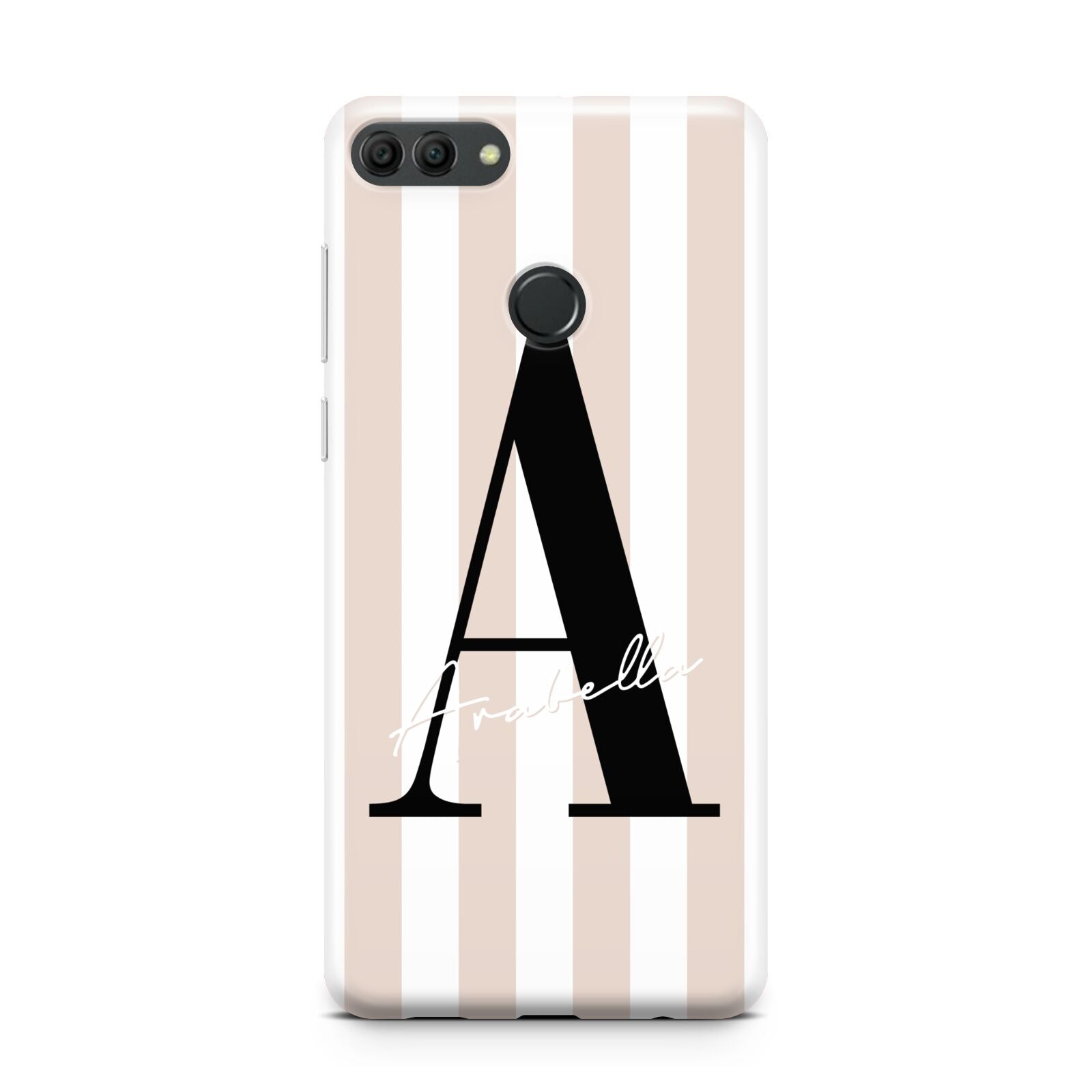 Personalised Nude Colour White Striped Huawei Y9 2018