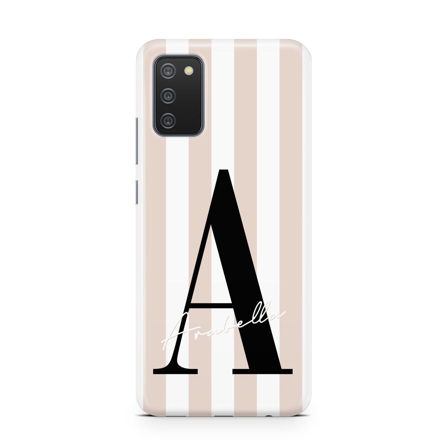 Personalised Nude Colour White Striped Samsung A02s Case