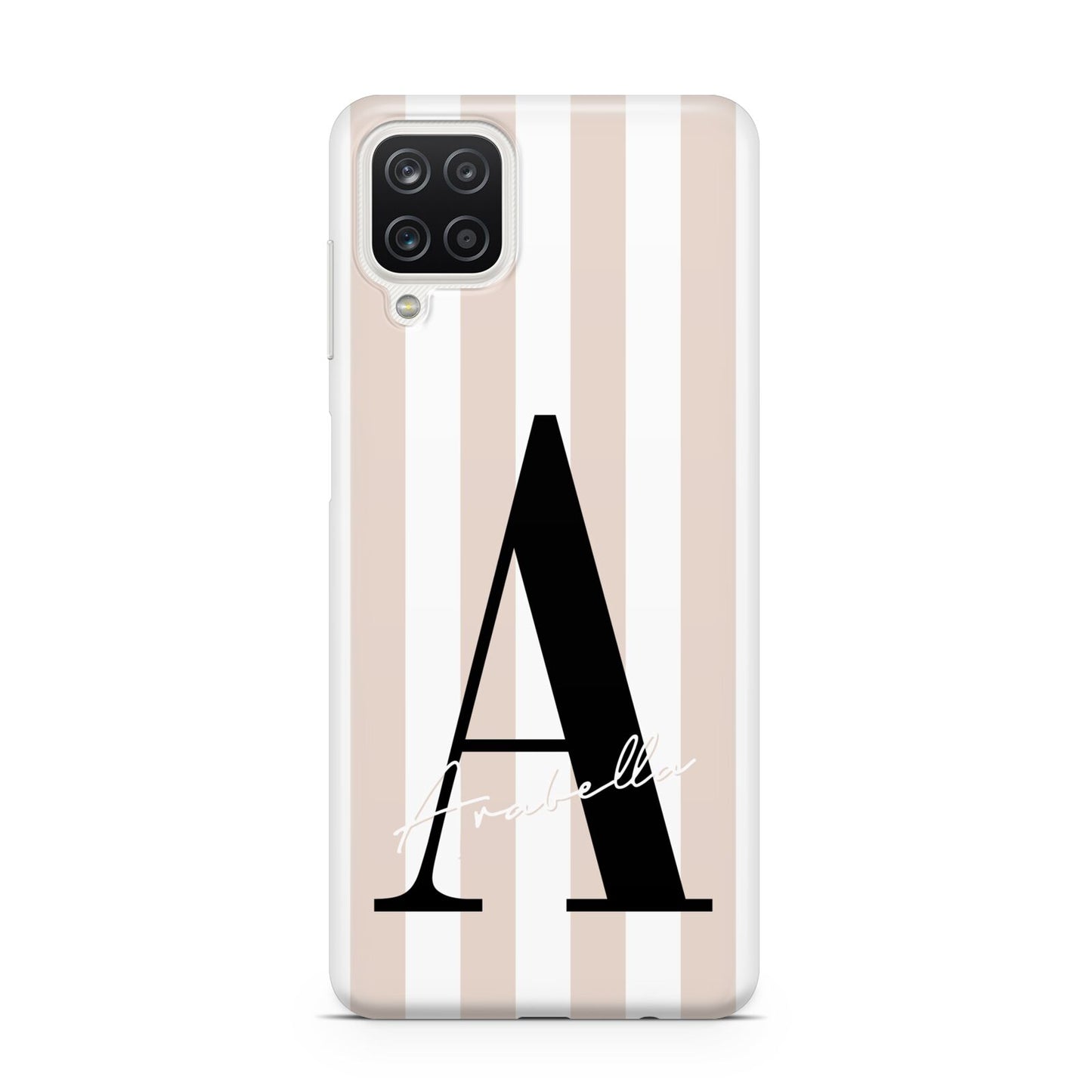 Personalised Nude Colour White Striped Samsung A12 Case