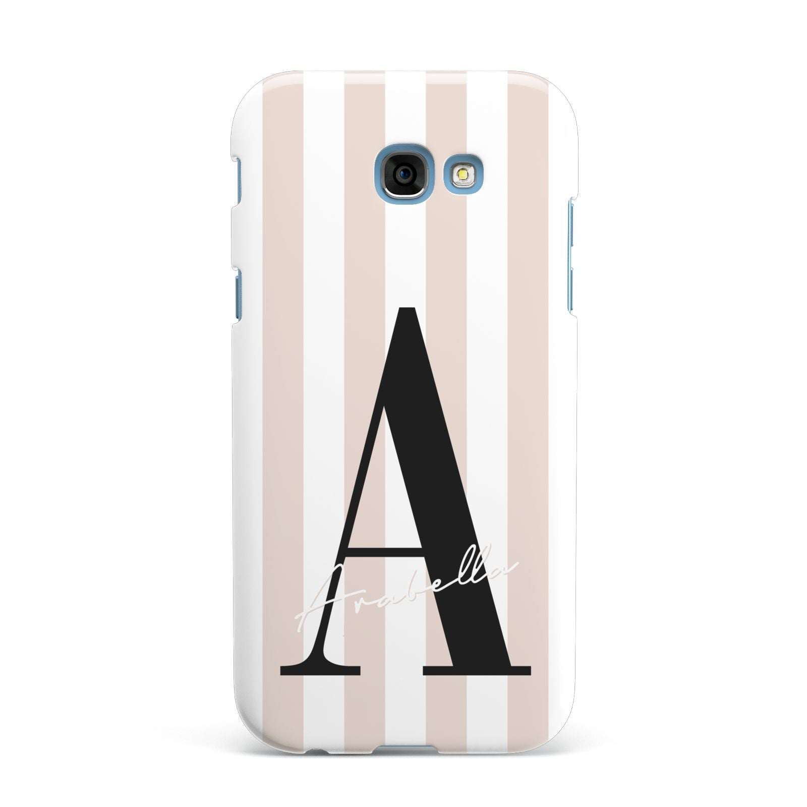 Personalised Nude Colour White Striped Samsung Galaxy A7 2017 Case