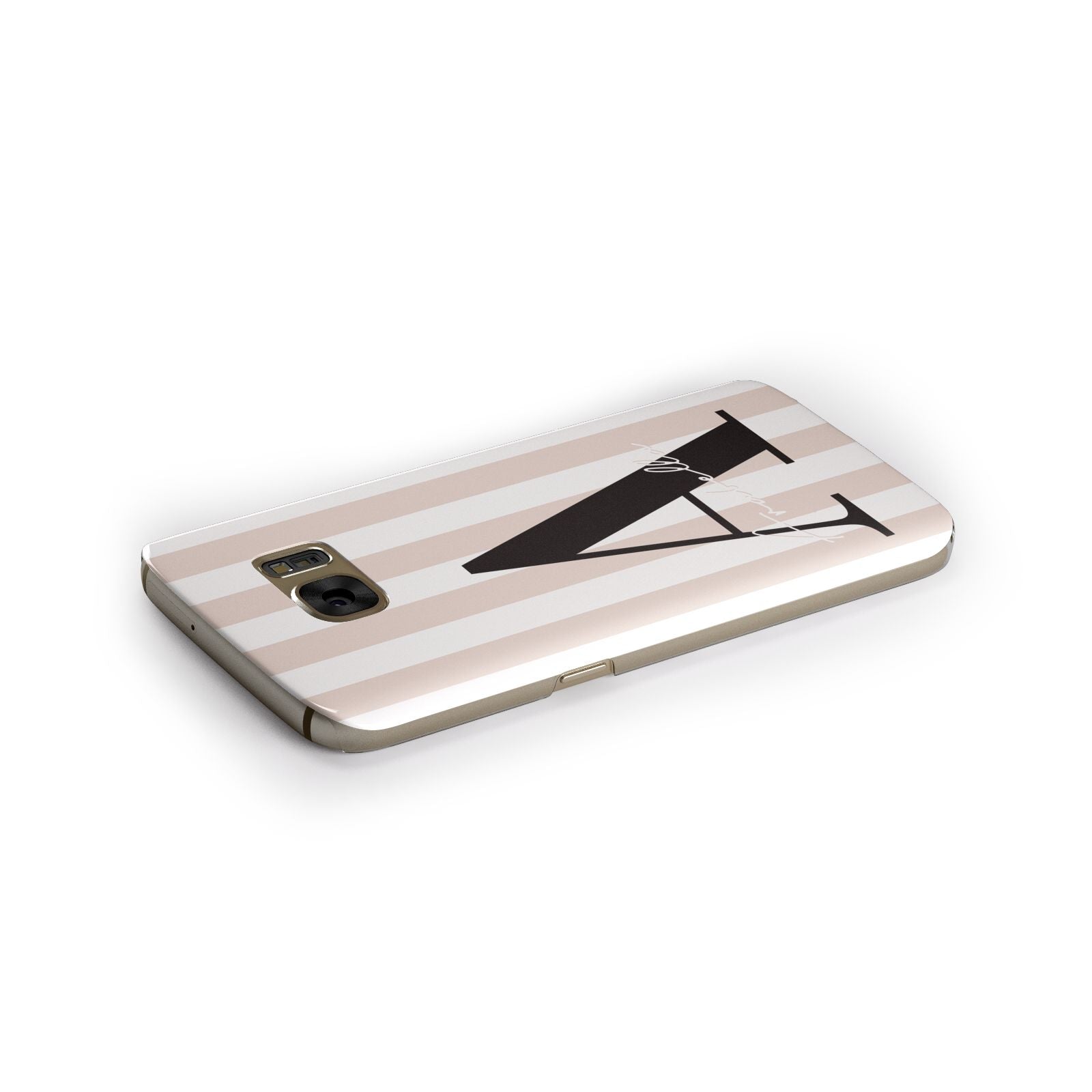 Personalised Nude Colour White Striped Samsung Galaxy Case Side Close Up