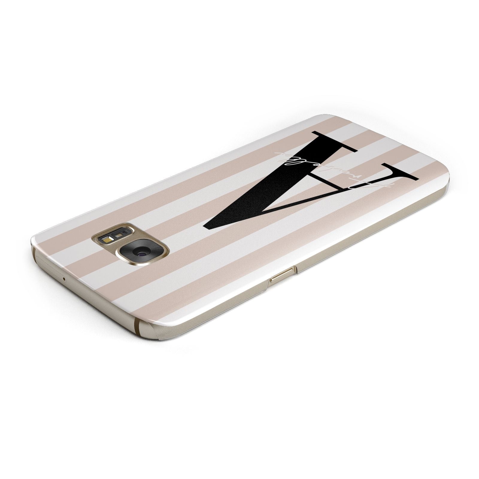 Personalised Nude Colour White Striped Samsung Galaxy Case Top Cutout