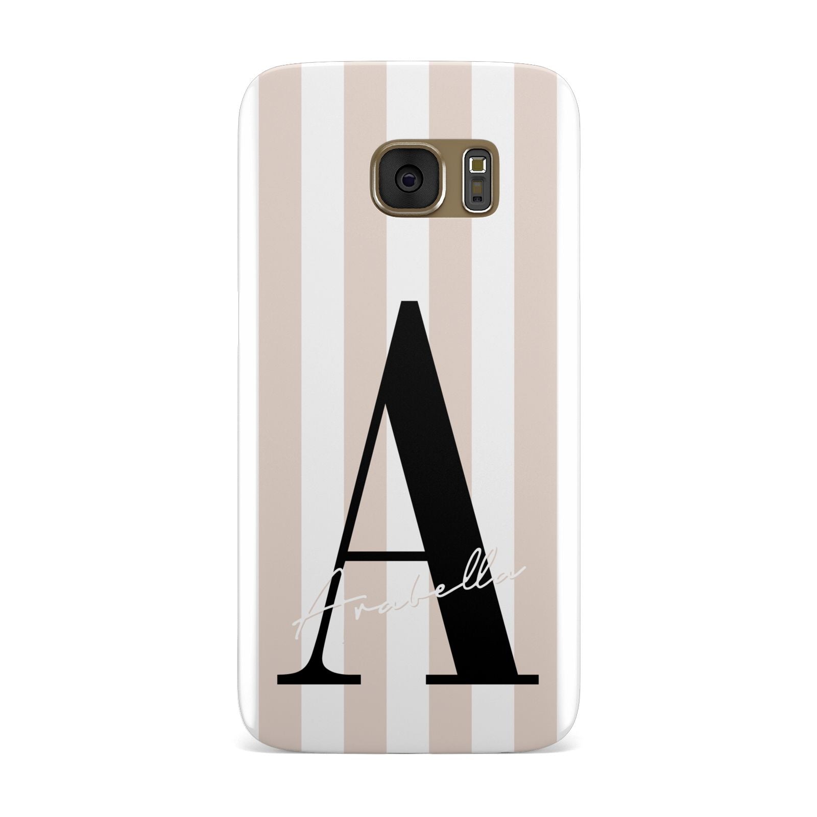 Personalised Nude Colour White Striped Samsung Galaxy Case