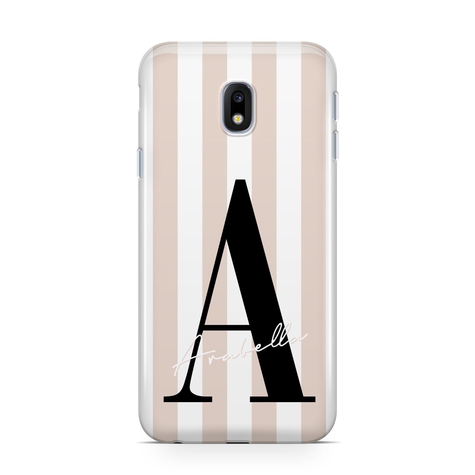 Personalised Nude Colour White Striped Samsung Galaxy J3 2017 Case