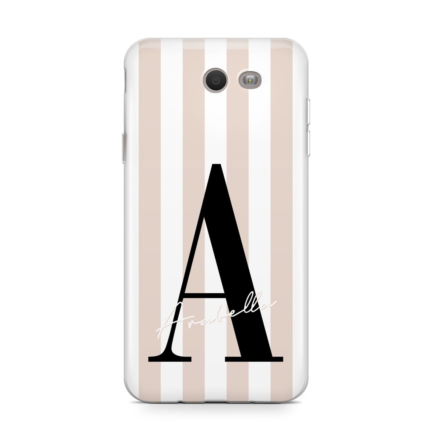 Personalised Nude Colour White Striped Samsung Galaxy J7 2017 Case