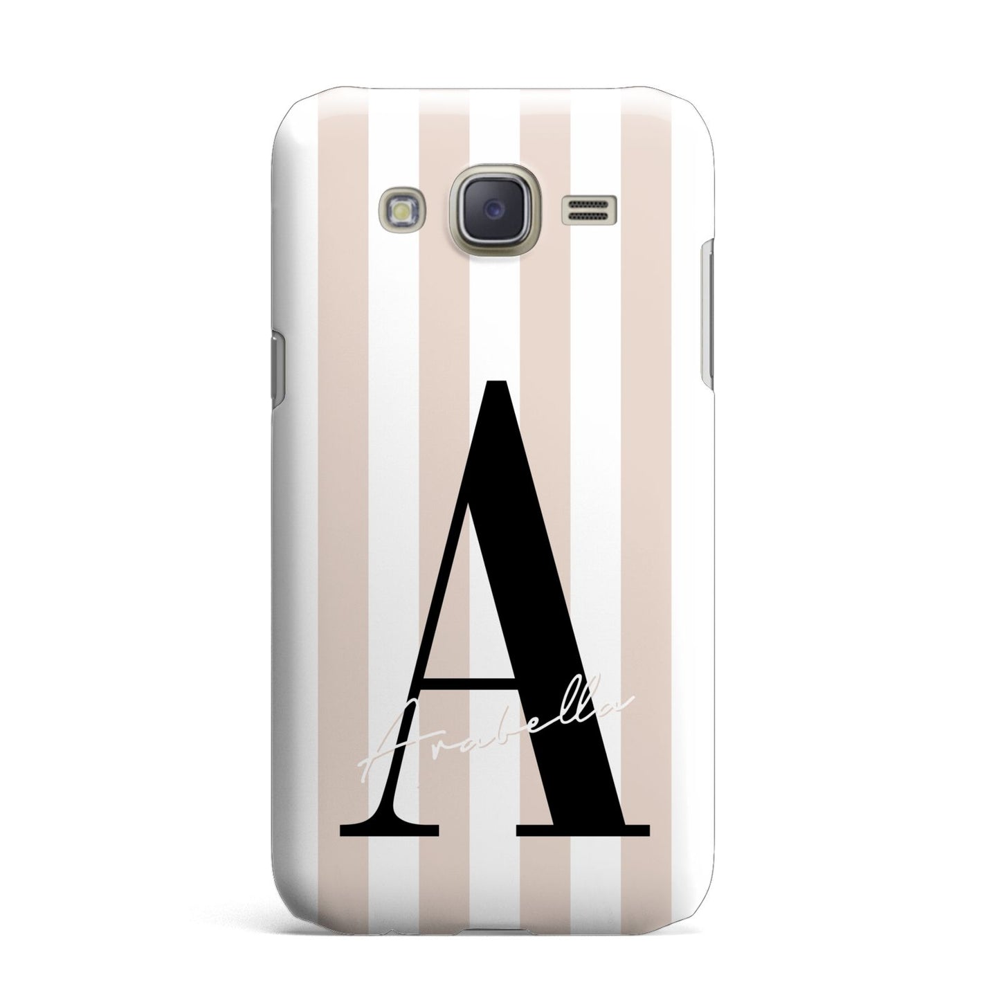 Personalised Nude Colour White Striped Samsung Galaxy J7 Case