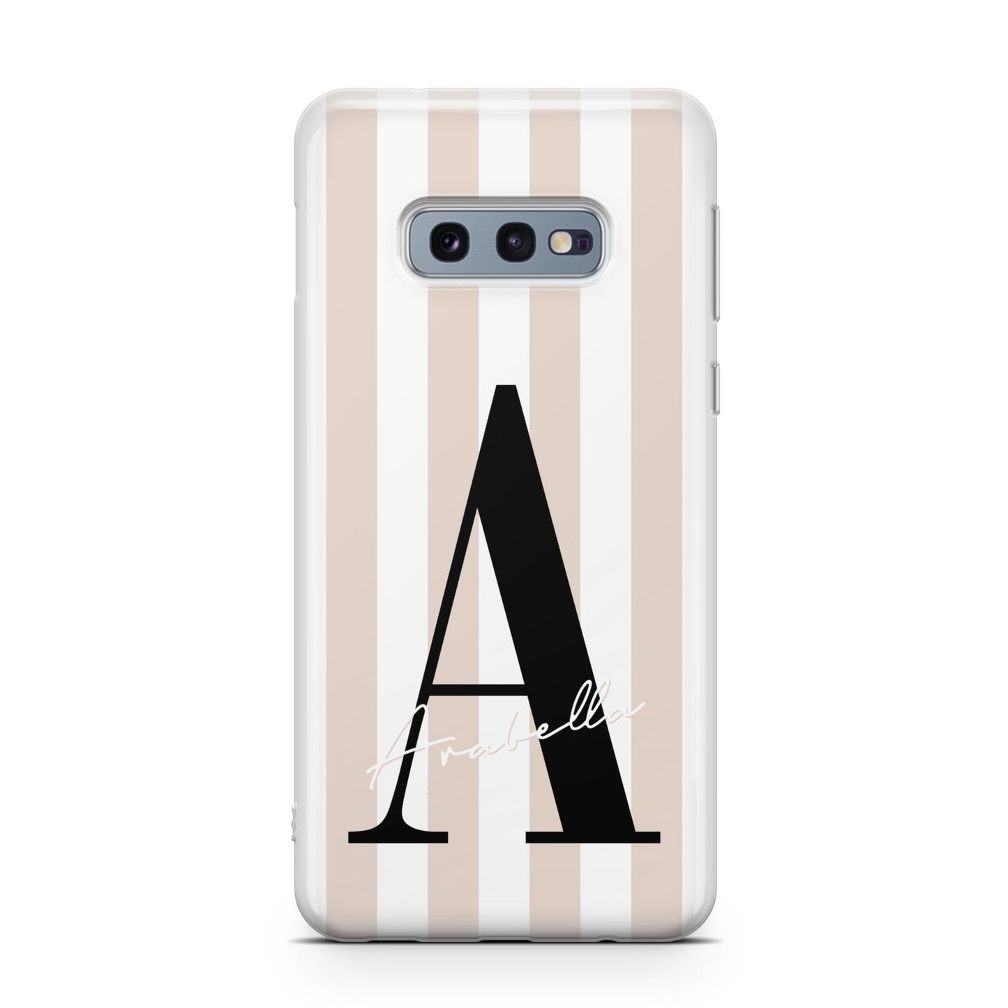 Personalised Nude Colour White Striped Samsung Galaxy S10E Case