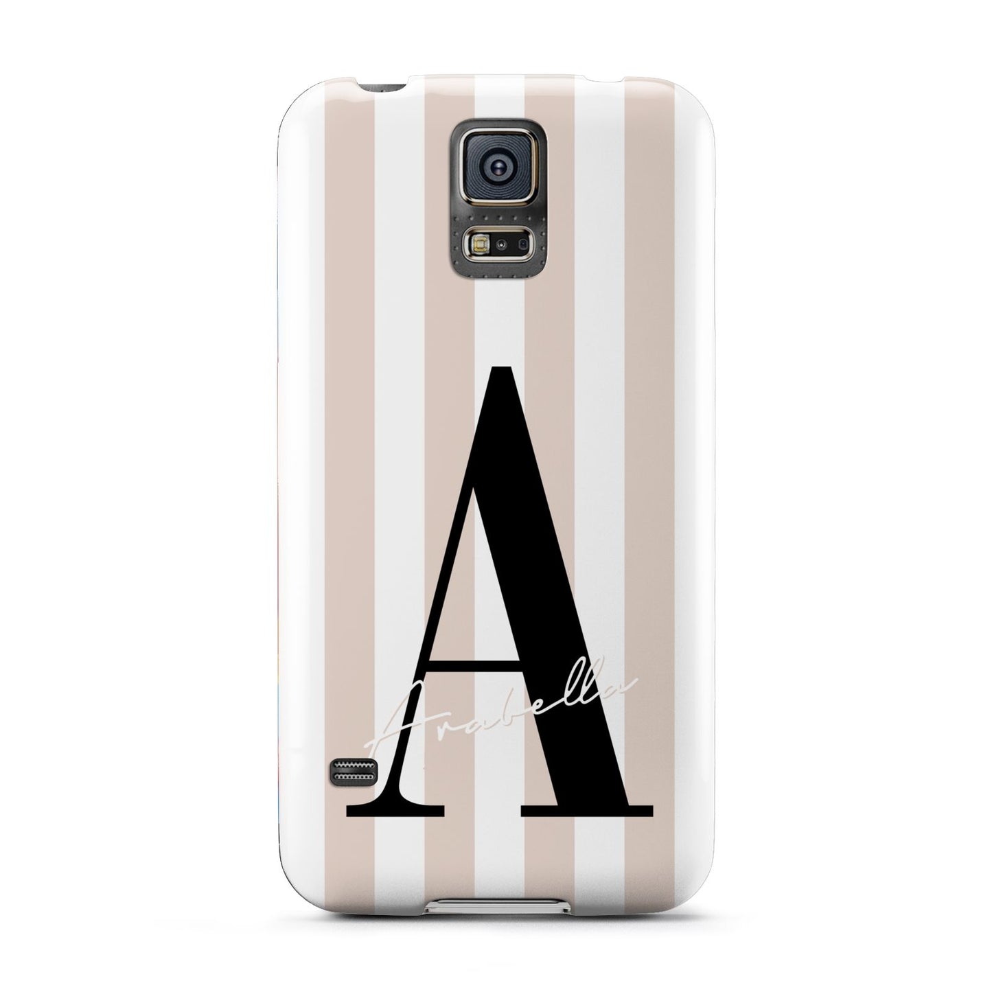 Personalised Nude Colour White Striped Samsung Galaxy S5 Case