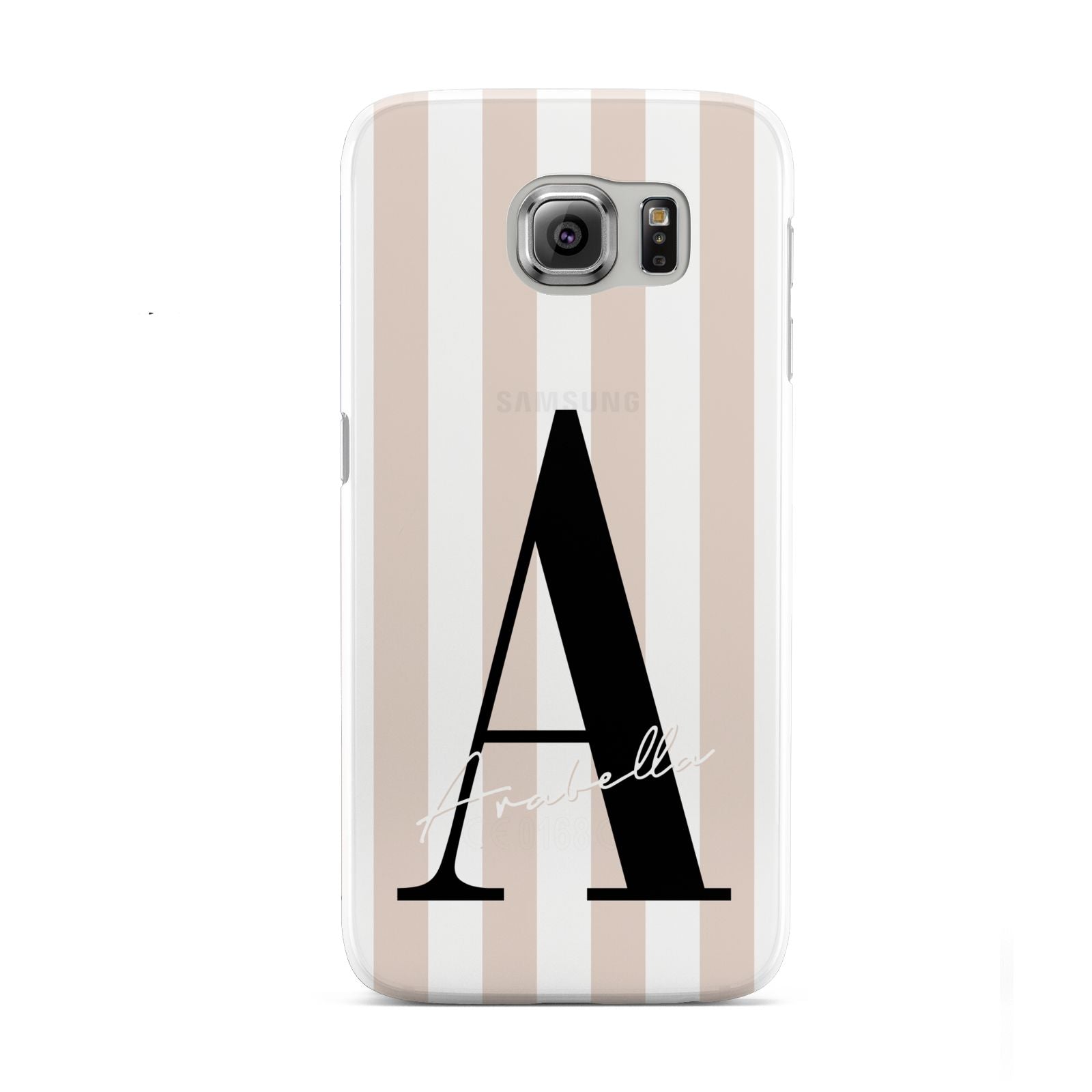 Personalised Nude Colour White Striped Samsung Galaxy S6 Case