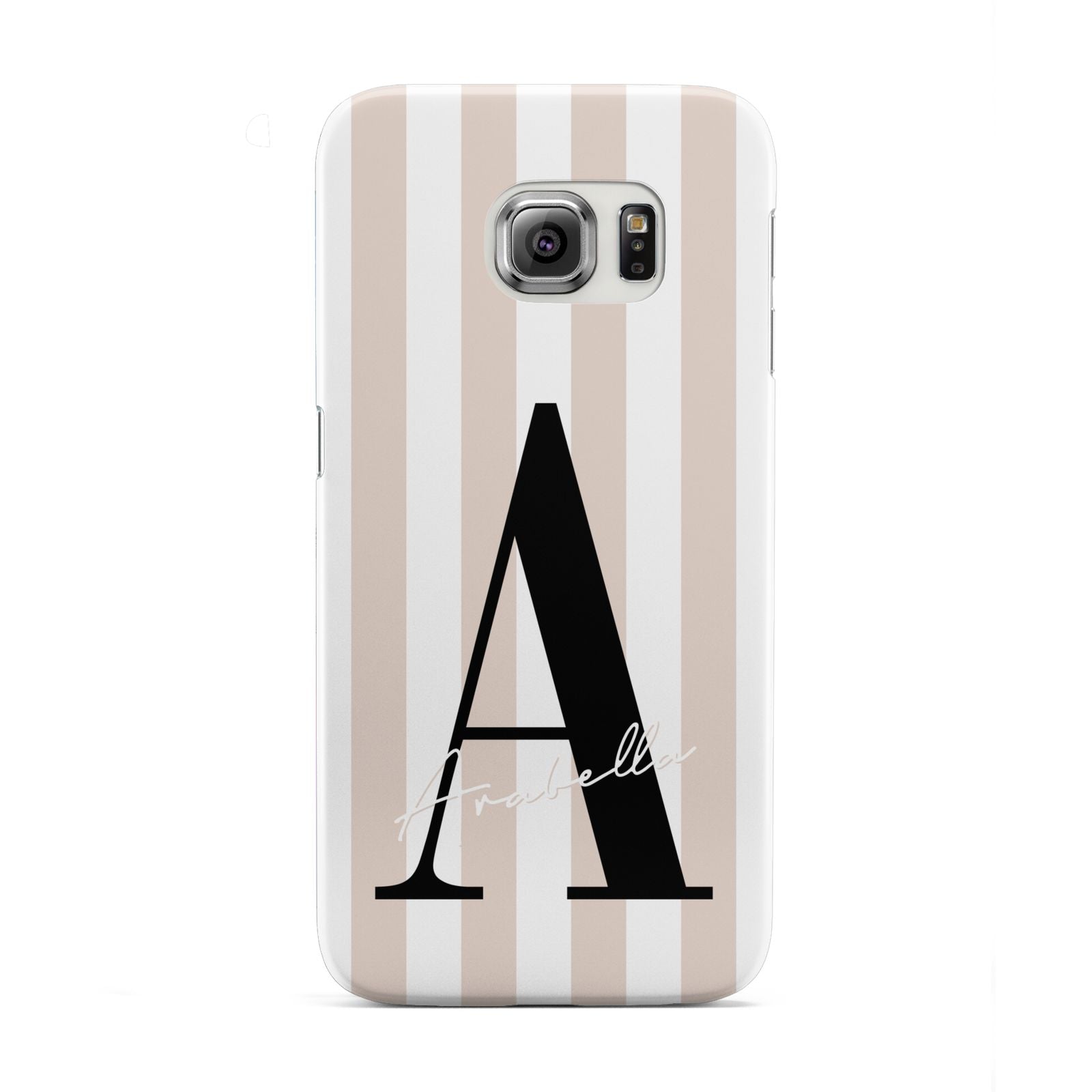 Personalised Nude Colour White Striped Samsung Galaxy S6 Edge Case