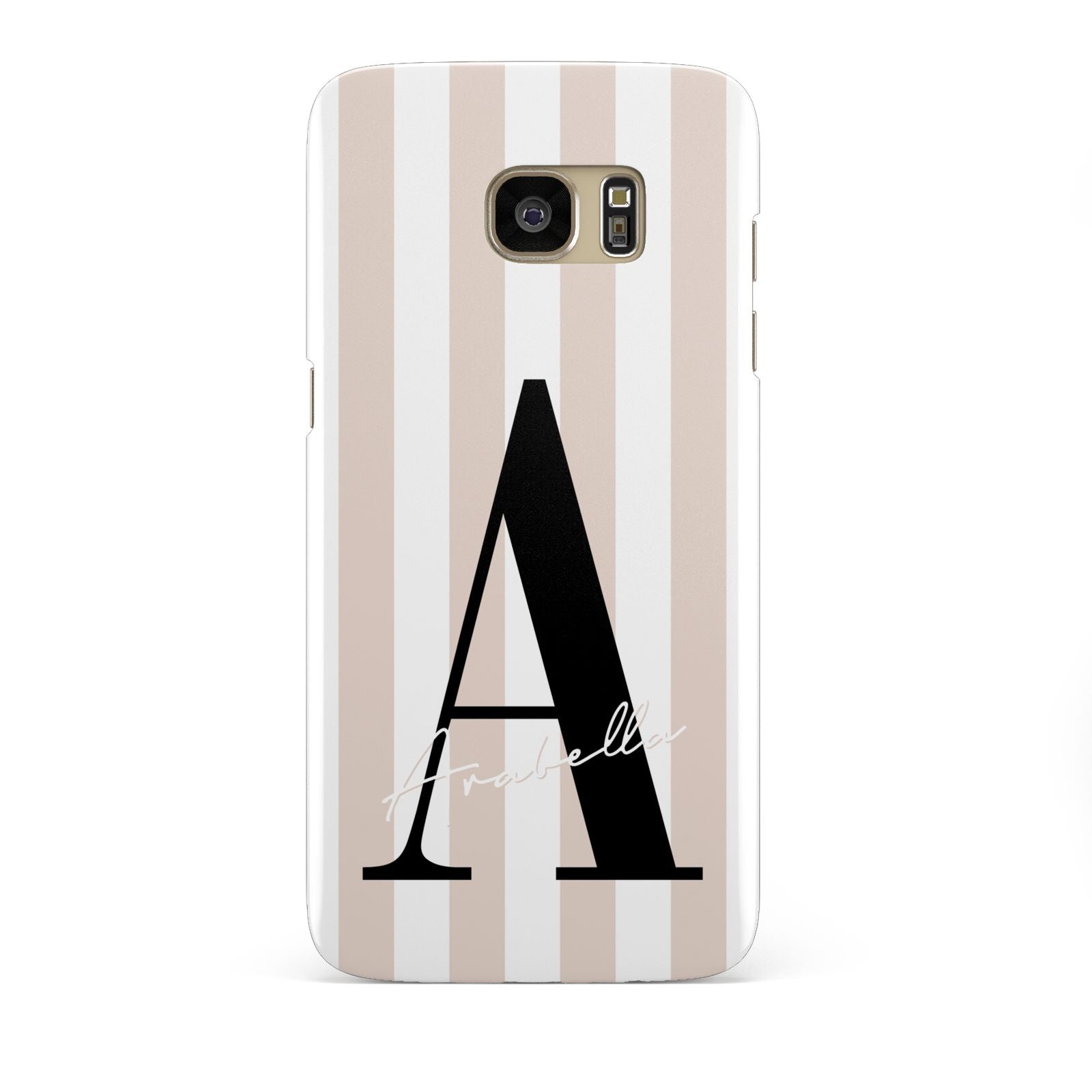 Personalised Nude Colour White Striped Samsung Galaxy S7 Edge Case