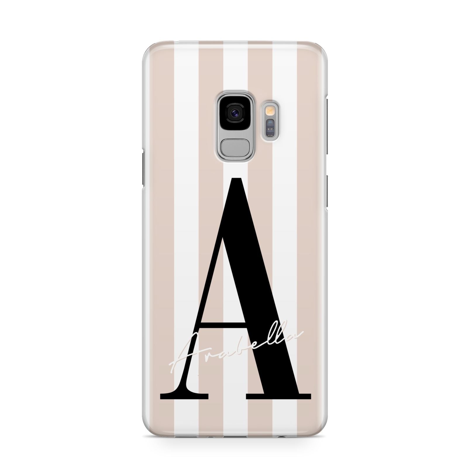 Personalised Nude Colour White Striped Samsung Galaxy S9 Case