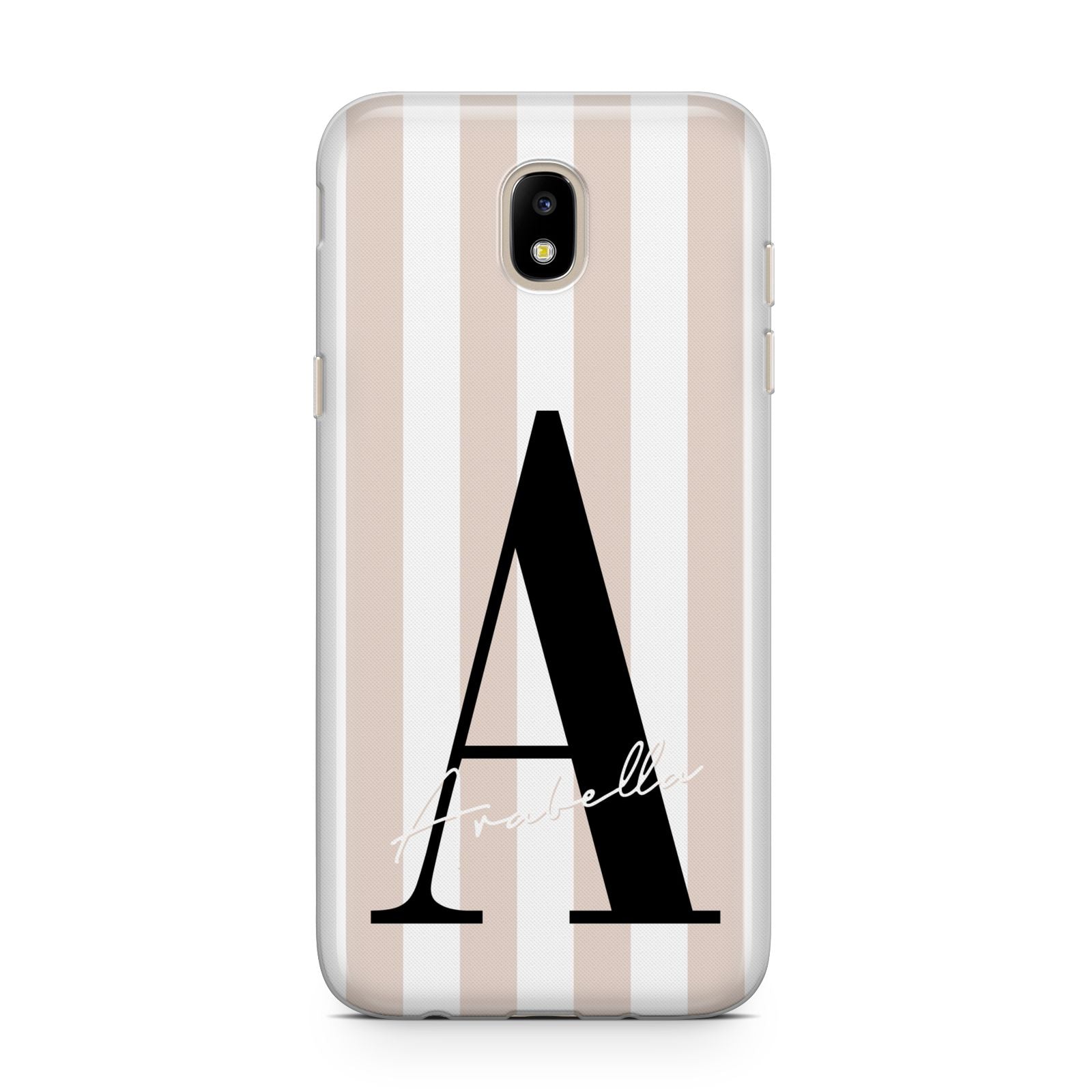 Personalised Nude Colour White Striped Samsung J5 2017 Case