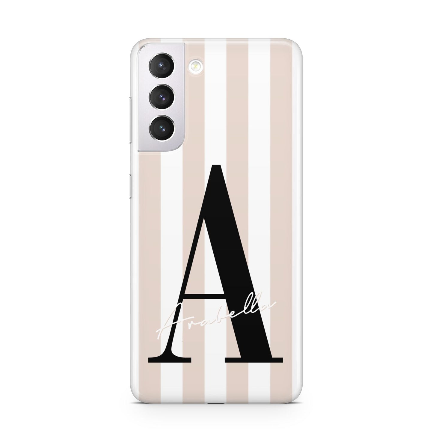 Personalised Nude Colour White Striped Samsung S21 Case