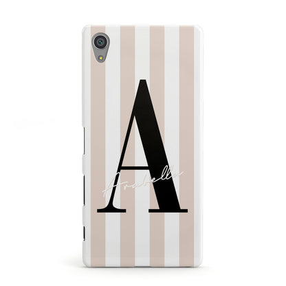 Personalised Nude Colour White Striped Sony Xperia Case