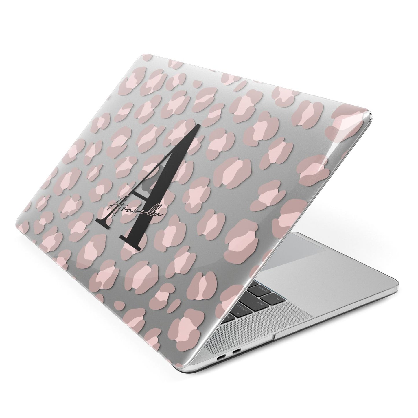 Personalised Nude Pink Leopard Apple MacBook Case Side View