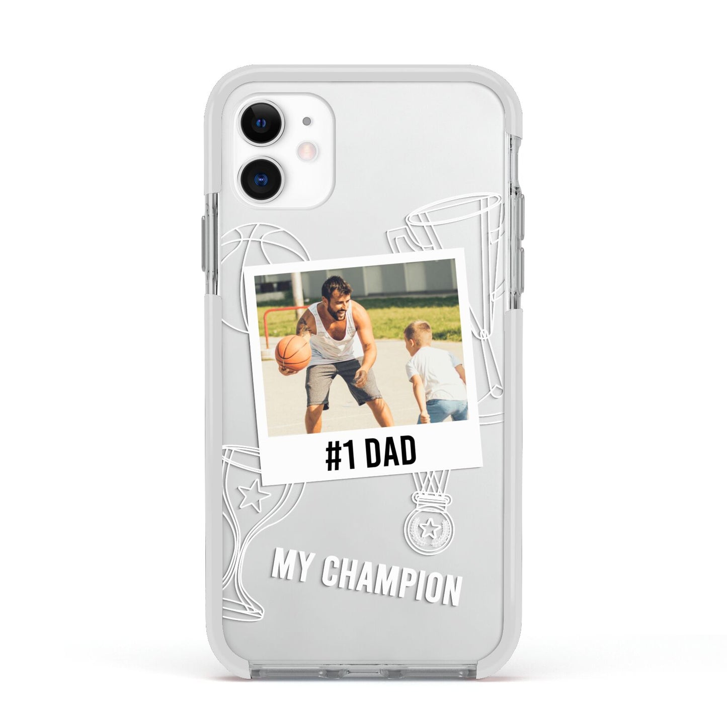 Personalised Number 1 Dad Apple iPhone 11 in White with White Impact Case