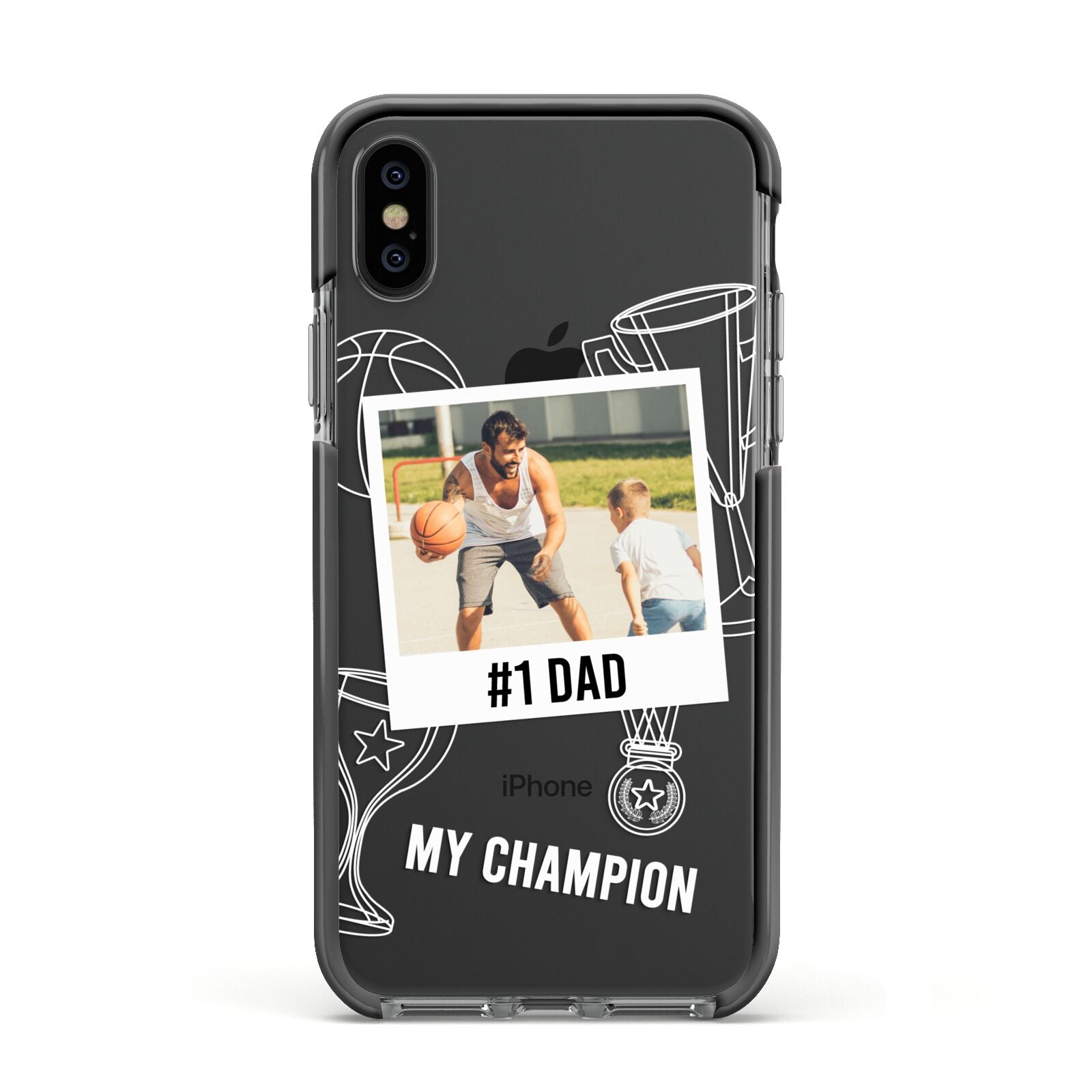 Personalised Number 1 Dad Apple iPhone Xs Impact Case Black Edge on Black Phone