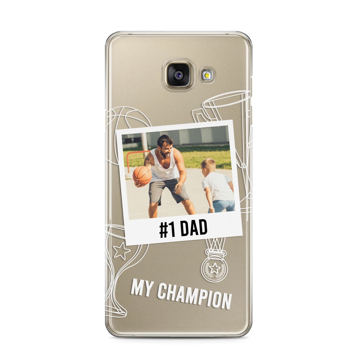 Personalised Number 1 Dad Samsung Galaxy A3 2016 Case on gold phone