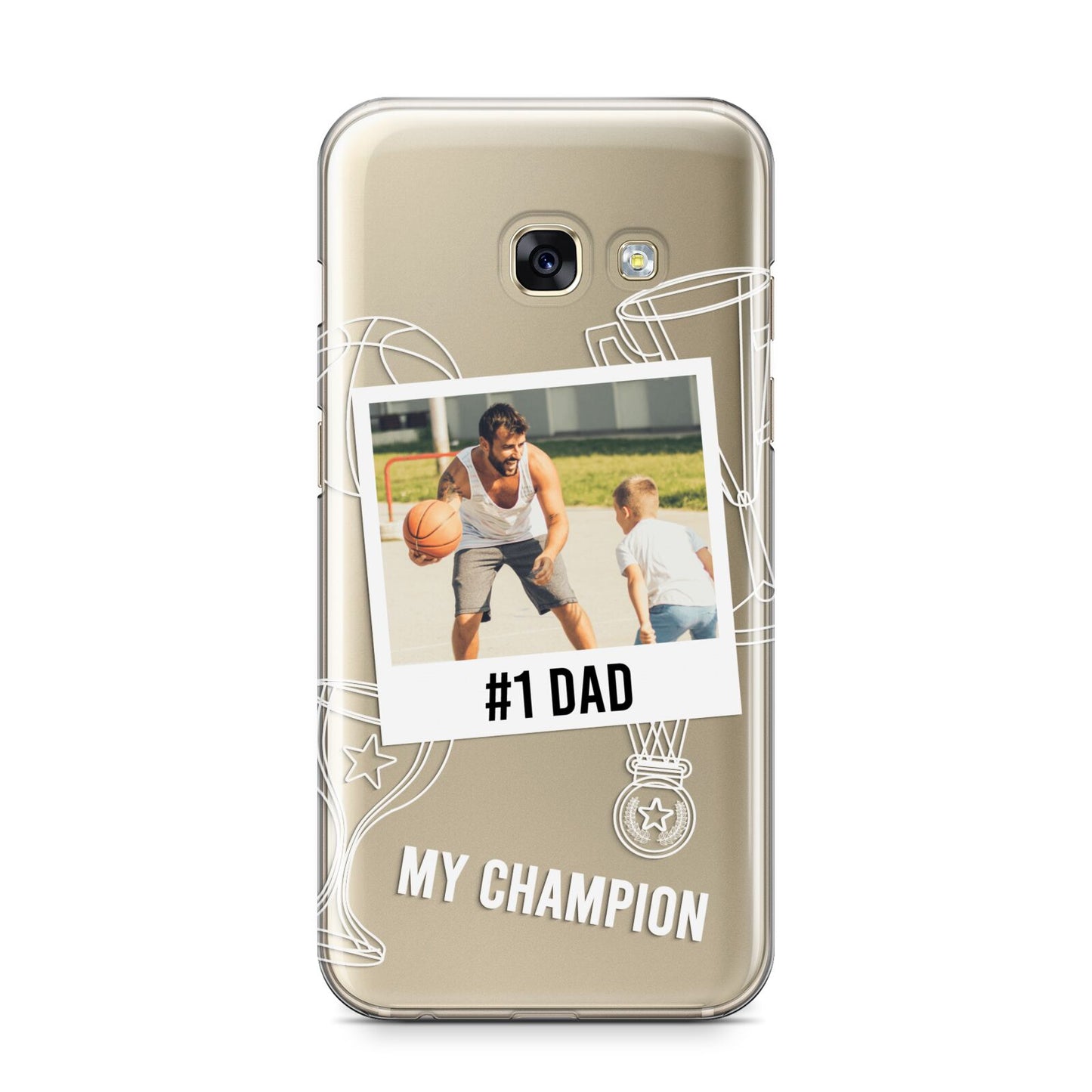 Personalised Number 1 Dad Samsung Galaxy A3 2017 Case on gold phone