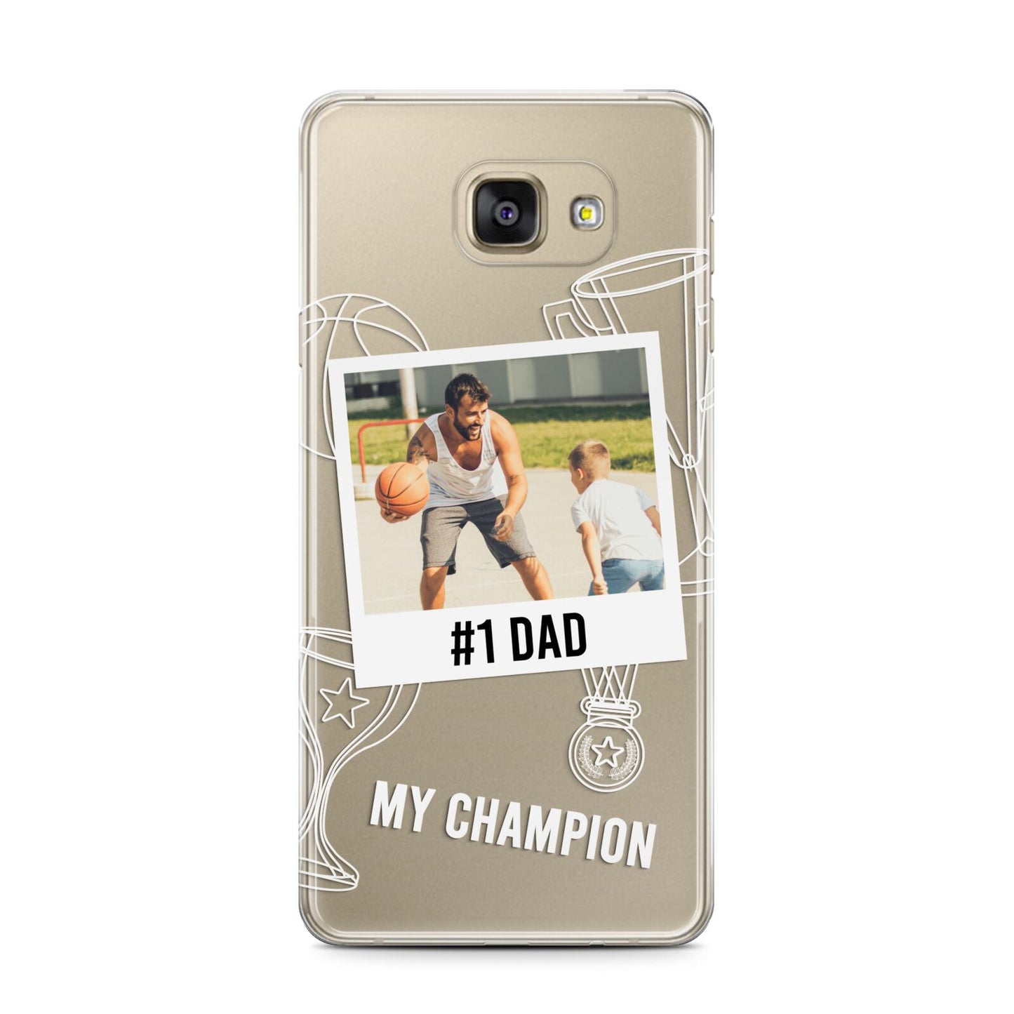 Personalised Number 1 Dad Samsung Galaxy A7 2016 Case on gold phone