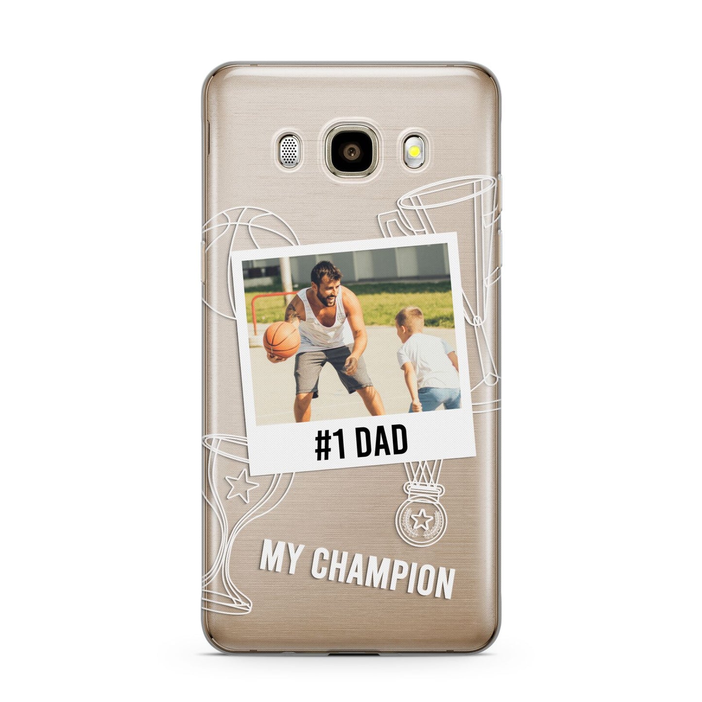 Personalised Number 1 Dad Samsung Galaxy J7 2016 Case on gold phone