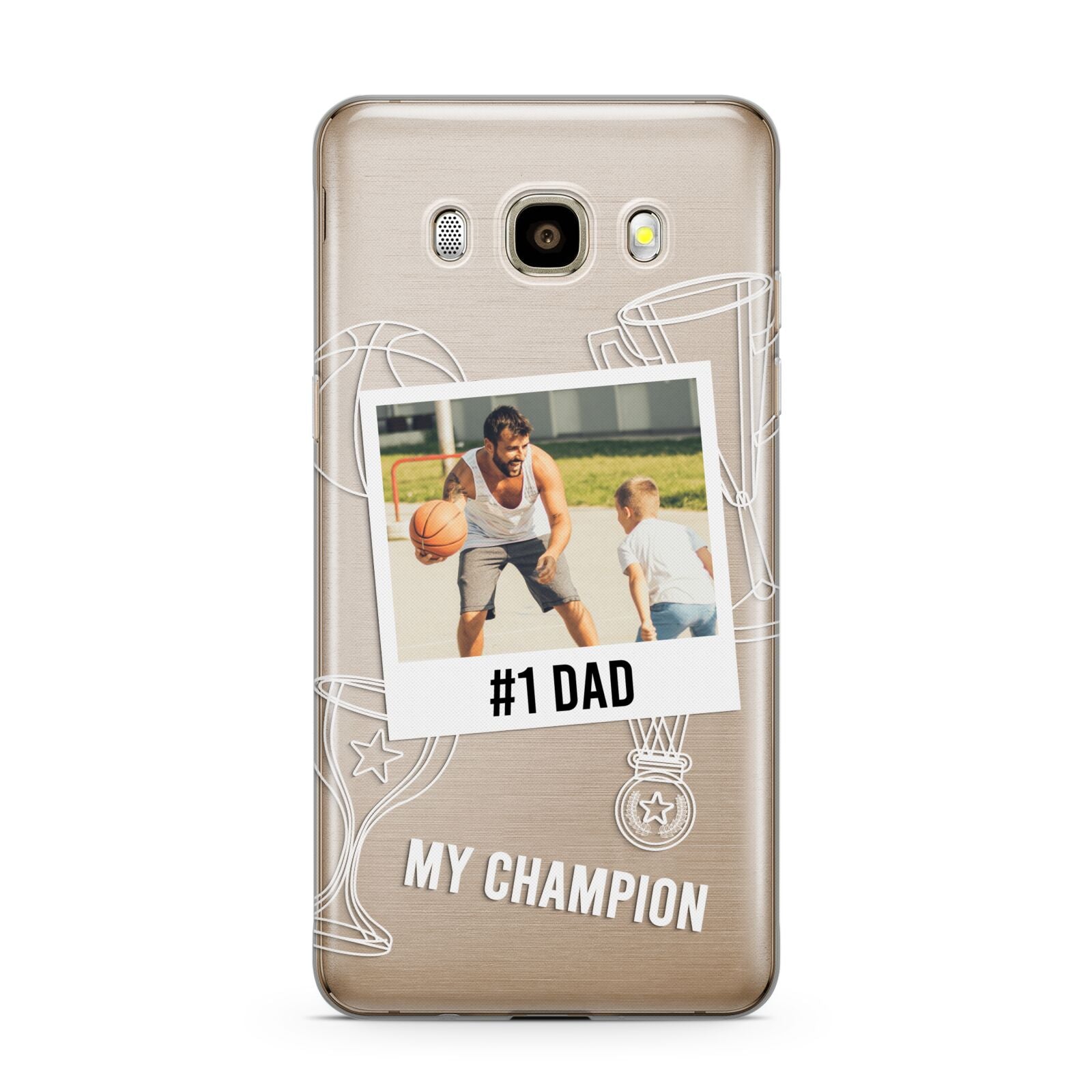 Personalised Number 1 Dad Samsung Galaxy J7 2016 Case on gold phone