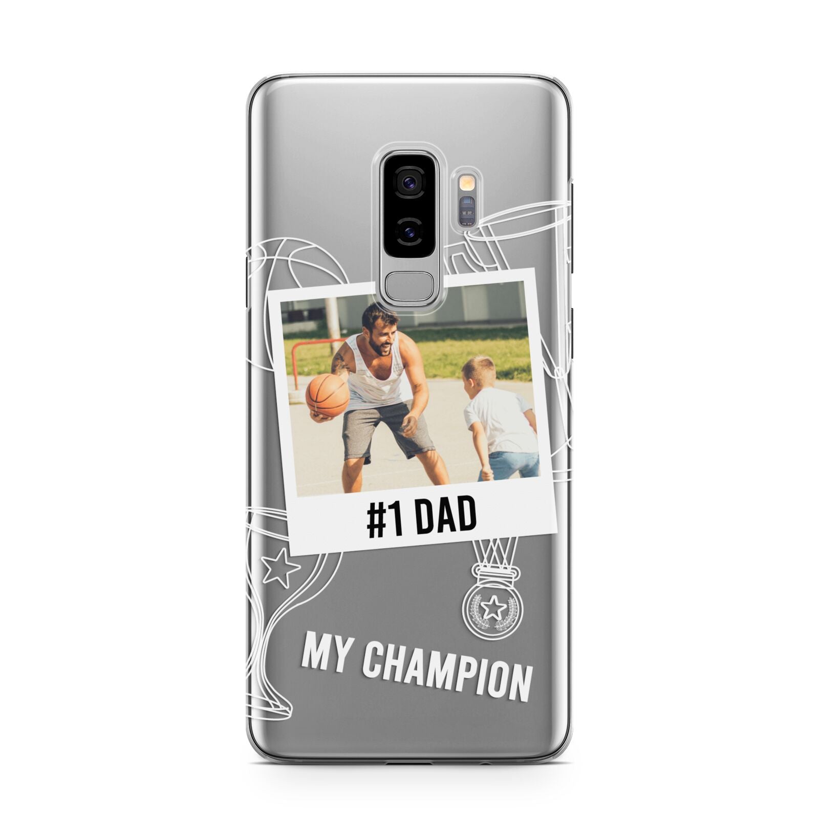 Personalised Number 1 Dad Samsung Galaxy S9 Plus Case on Silver phone