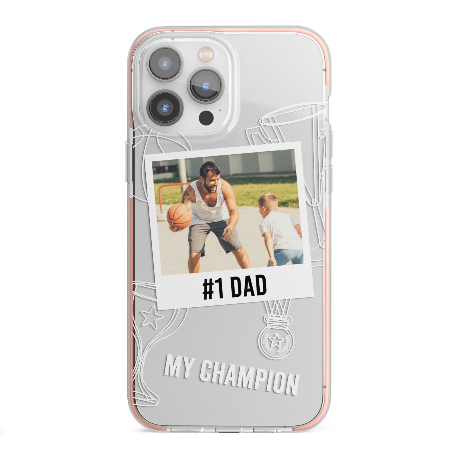 Personalised Number 1 Dad iPhone 13 Pro Max TPU Impact Case with Pink Edges