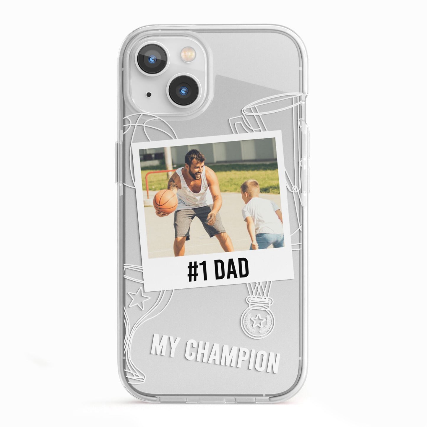 Personalised Number 1 Dad iPhone 13 TPU Impact Case with White Edges