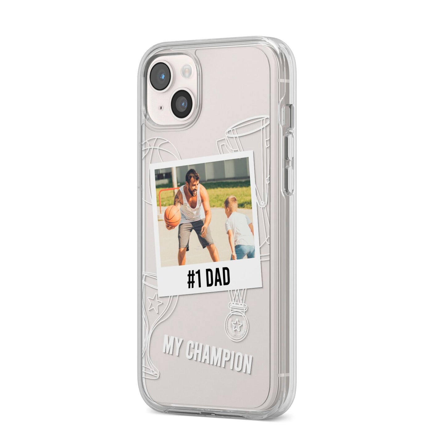 Personalised Number 1 Dad iPhone 14 Plus Clear Tough Case Starlight Angled Image