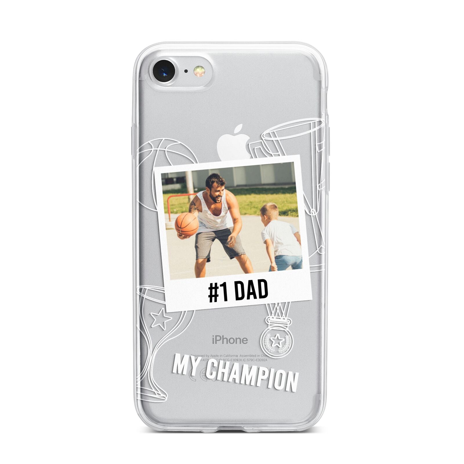 Personalised Number 1 Dad iPhone 7 Bumper Case on Silver iPhone