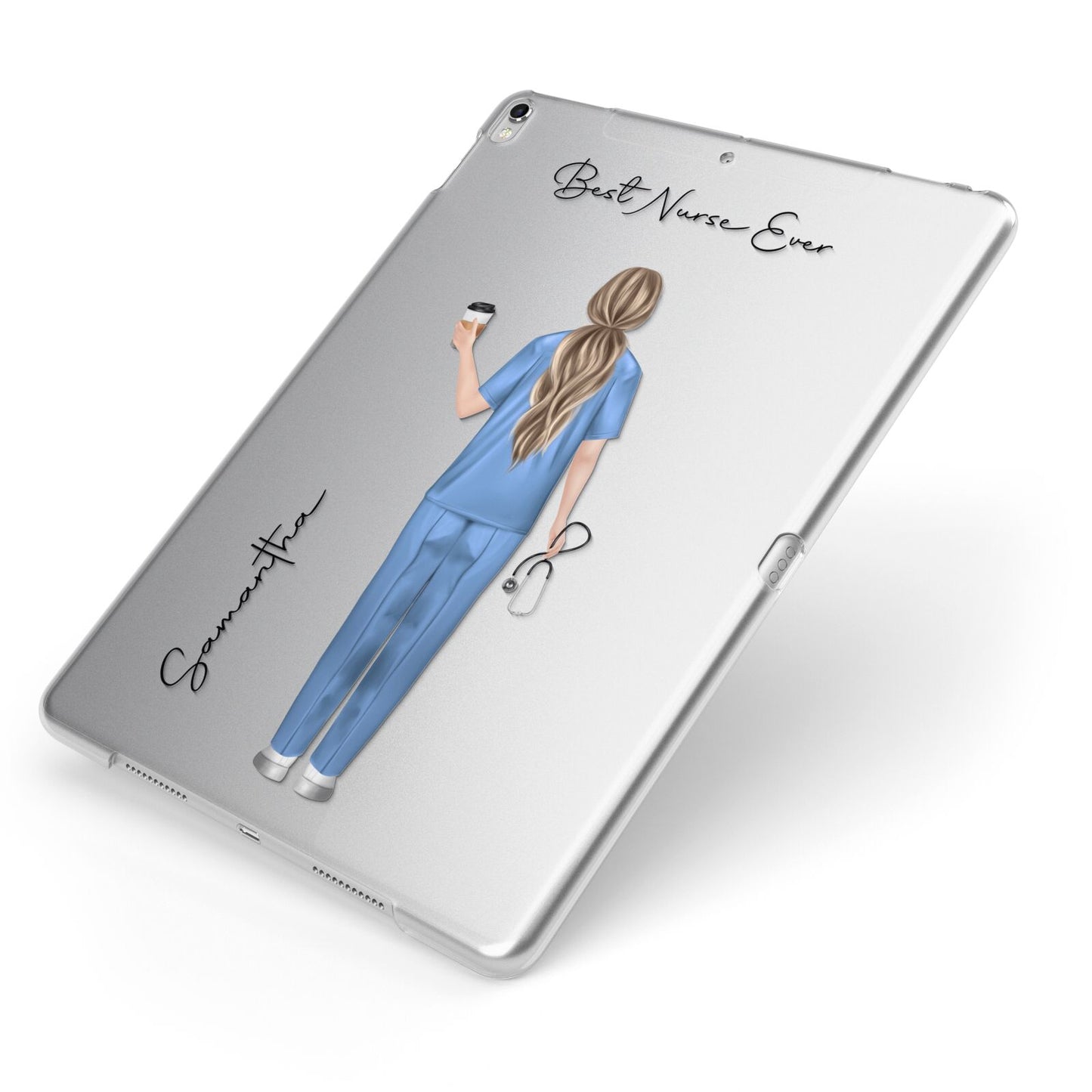 Personalised Nurse Apple iPad Case on Silver iPad Side View