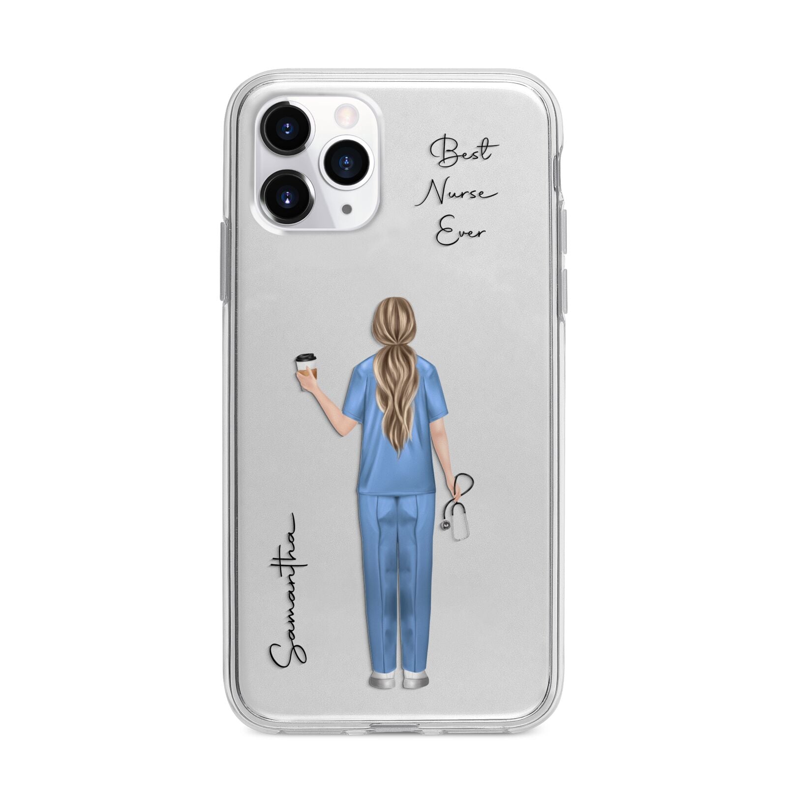 Personalised Nurse Apple iPhone 11 Pro Max in Silver with Bumper Case