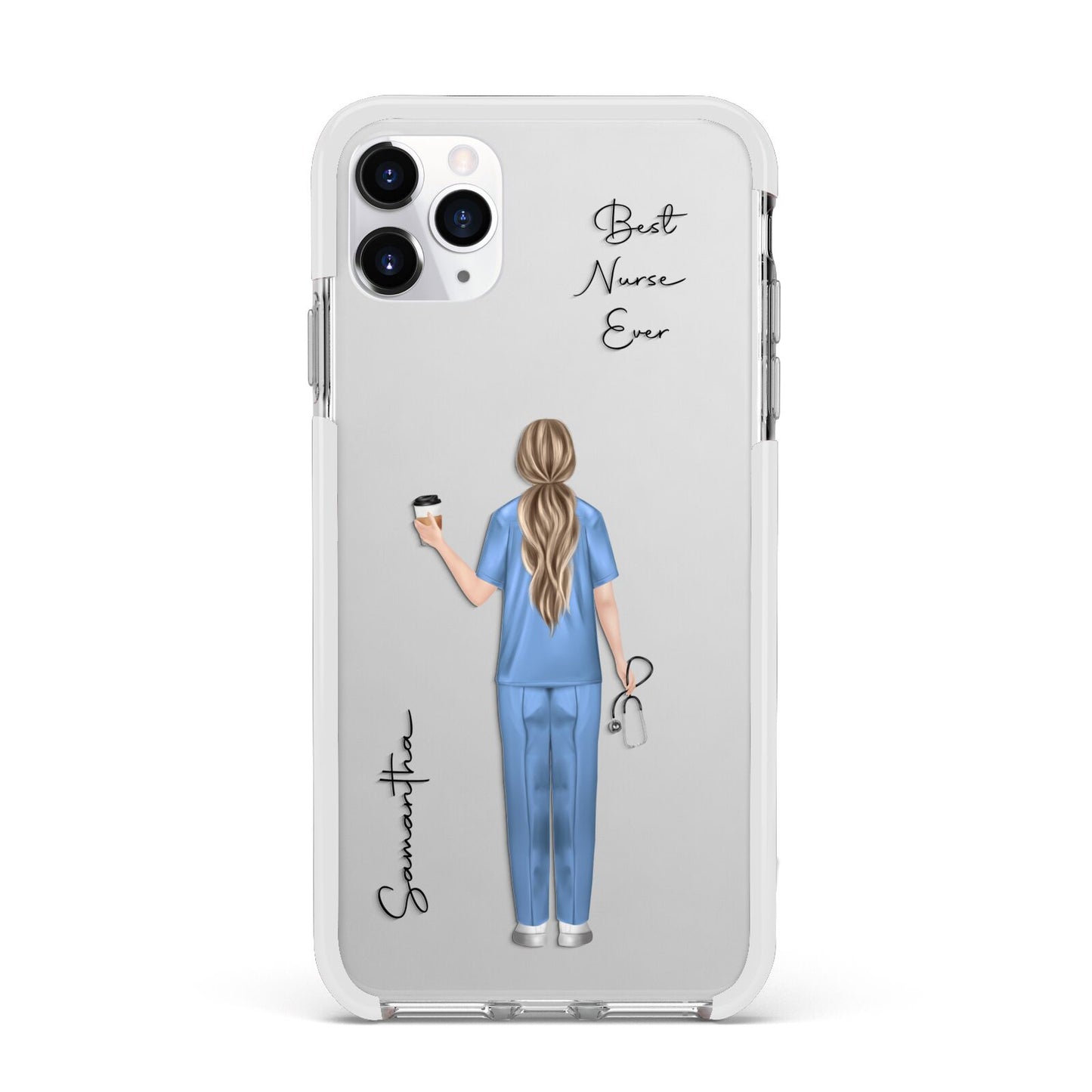 Personalised Nurse Apple iPhone 11 Pro Max in Silver with White Impact Case