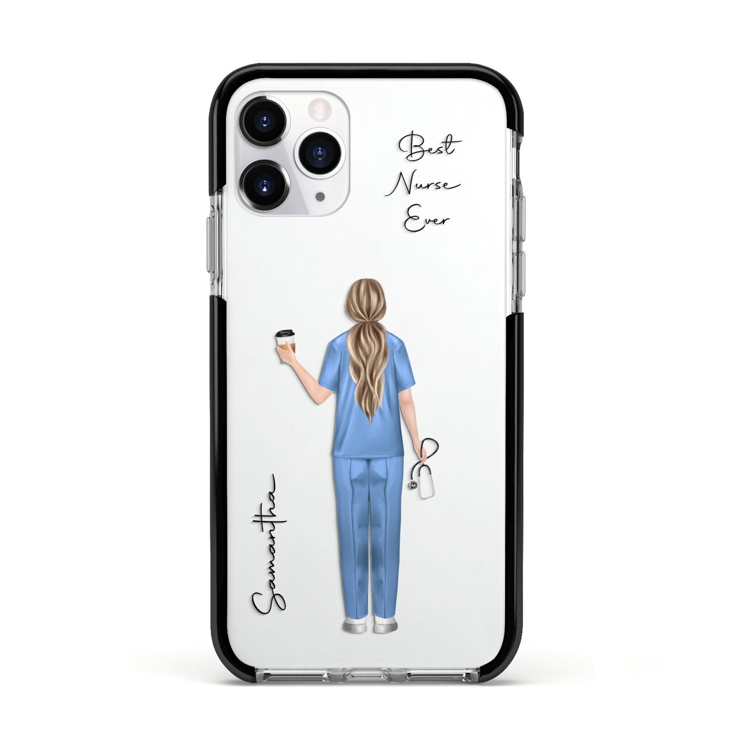 Personalised Nurse Apple iPhone 11 Pro in Silver with Black Impact Case