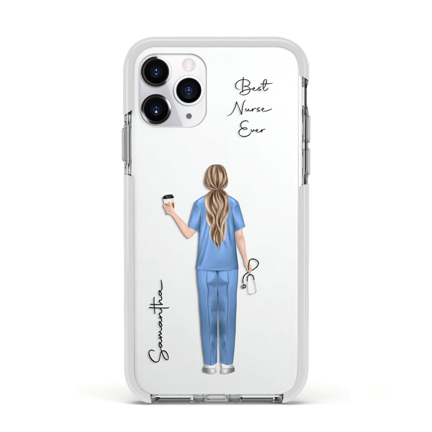 Personalised Nurse Apple iPhone 11 Pro in Silver with White Impact Case