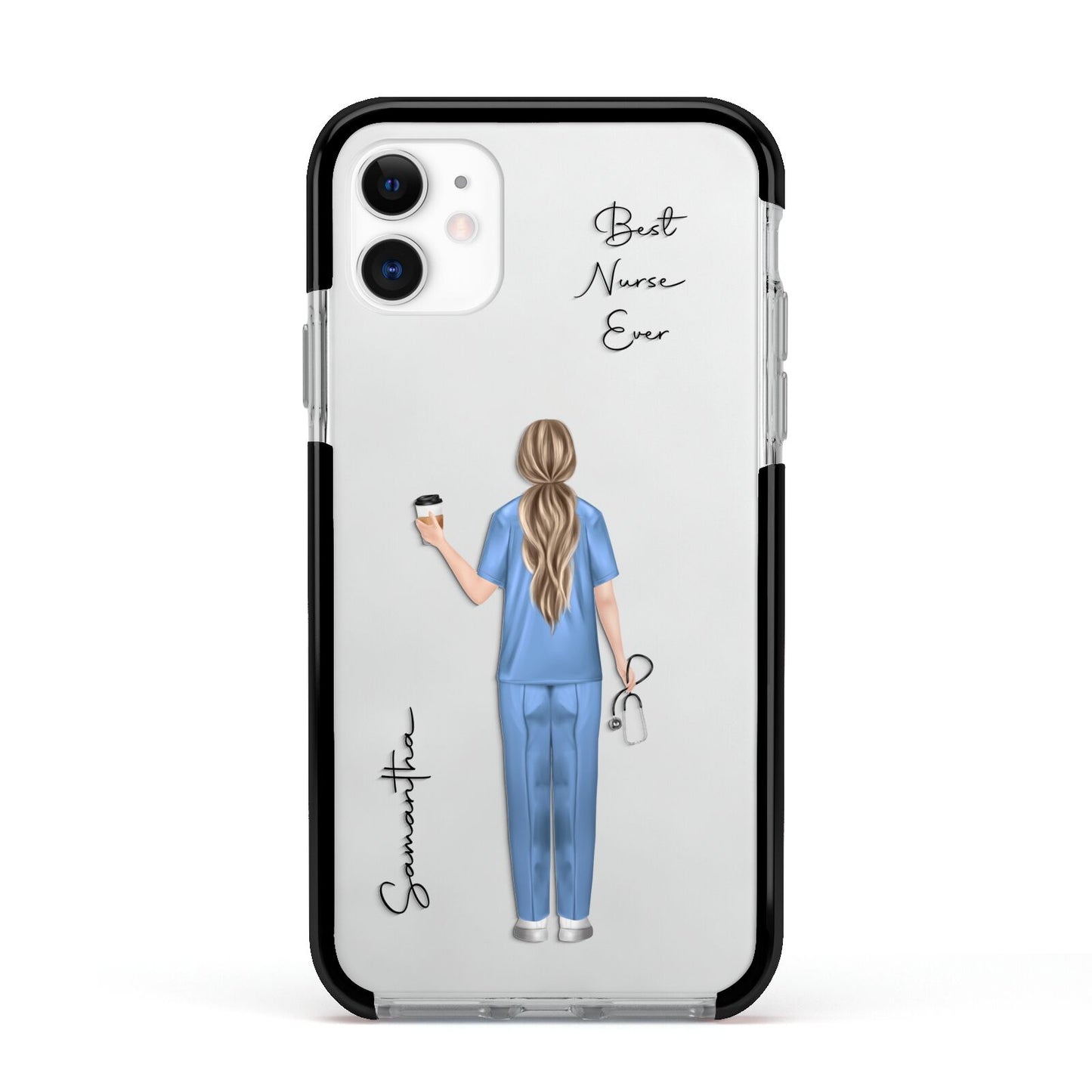 Personalised Nurse Apple iPhone 11 in White with Black Impact Case