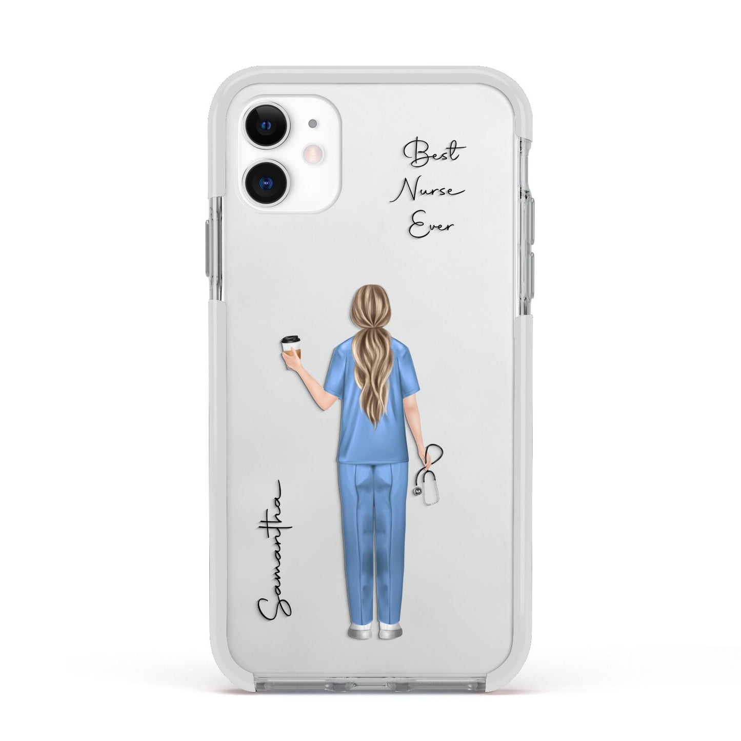 Personalised Nurse Apple iPhone 11 in White with White Impact Case