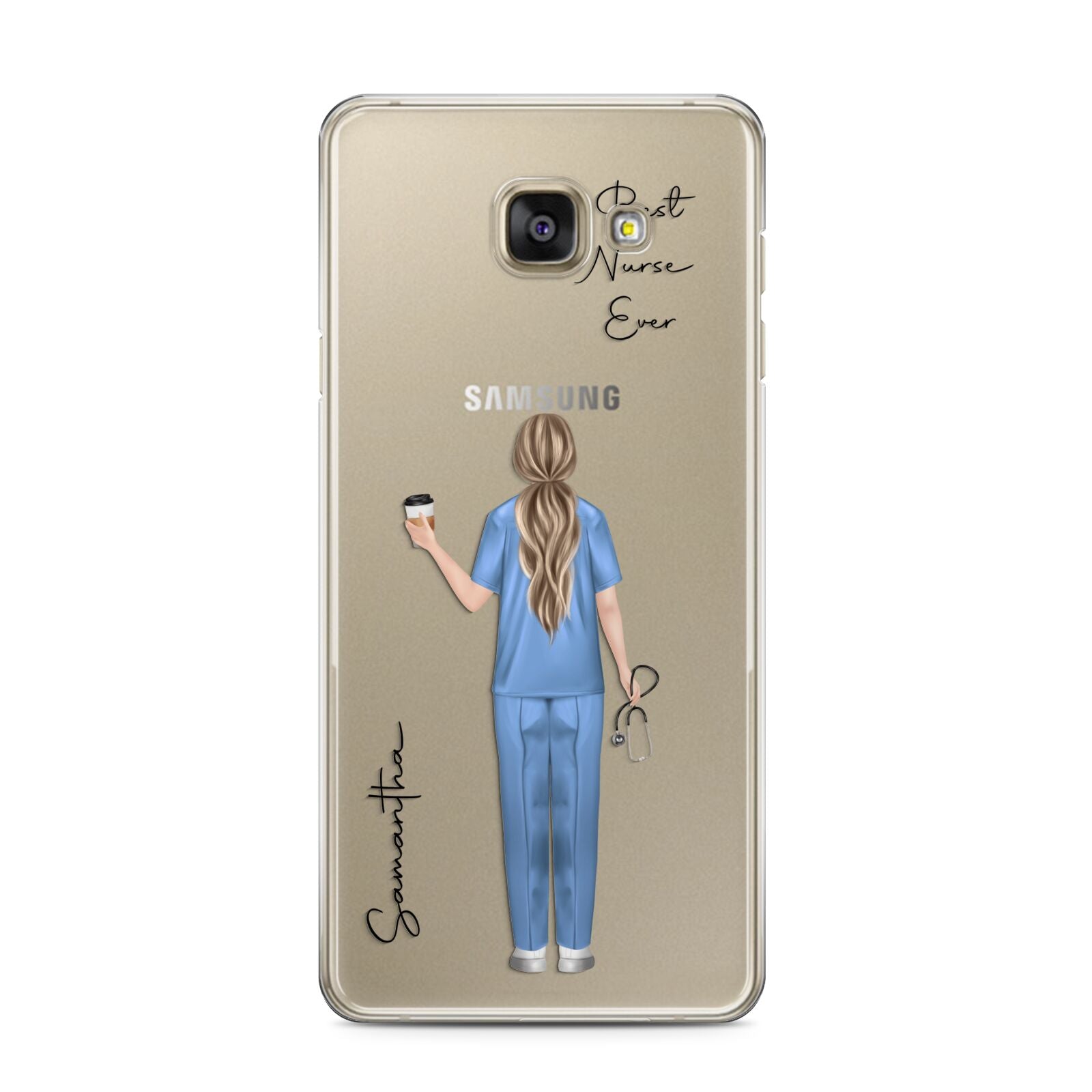 Personalised Nurse Samsung Galaxy A3 2016 Case on gold phone