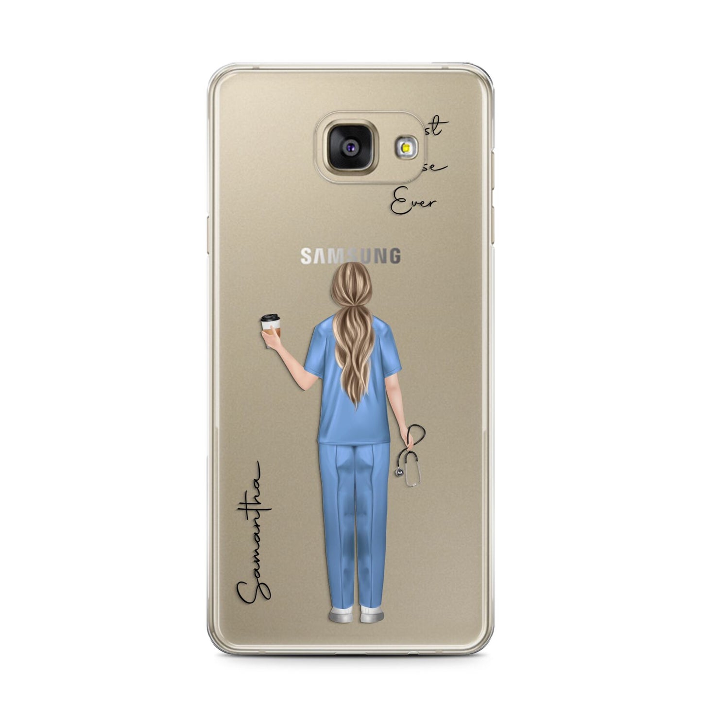 Personalised Nurse Samsung Galaxy A7 2016 Case on gold phone