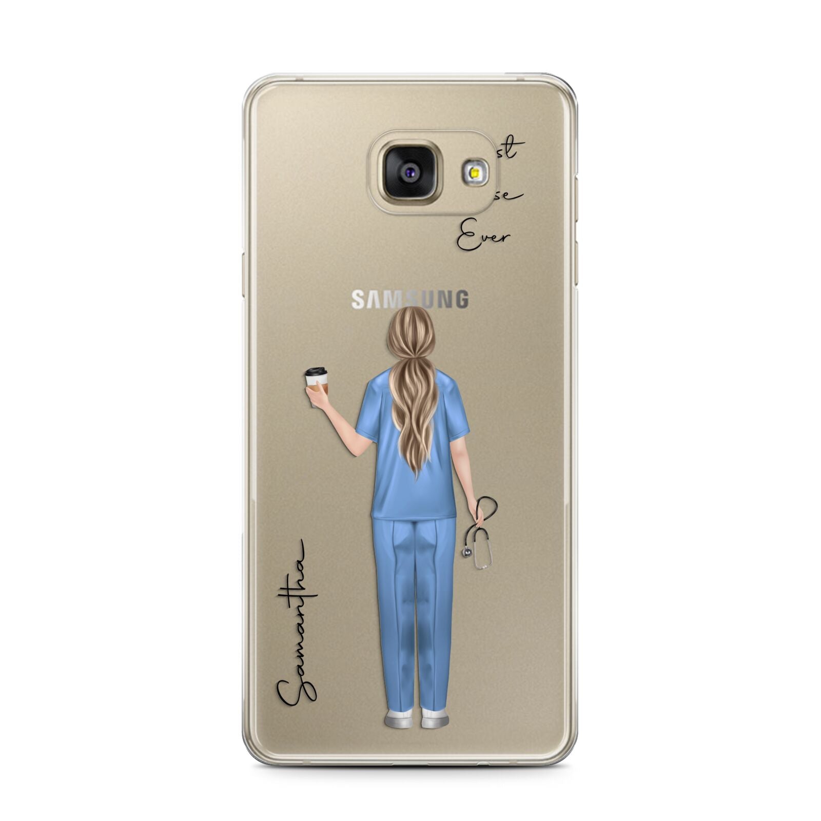 Personalised Nurse Samsung Galaxy A7 2016 Case on gold phone