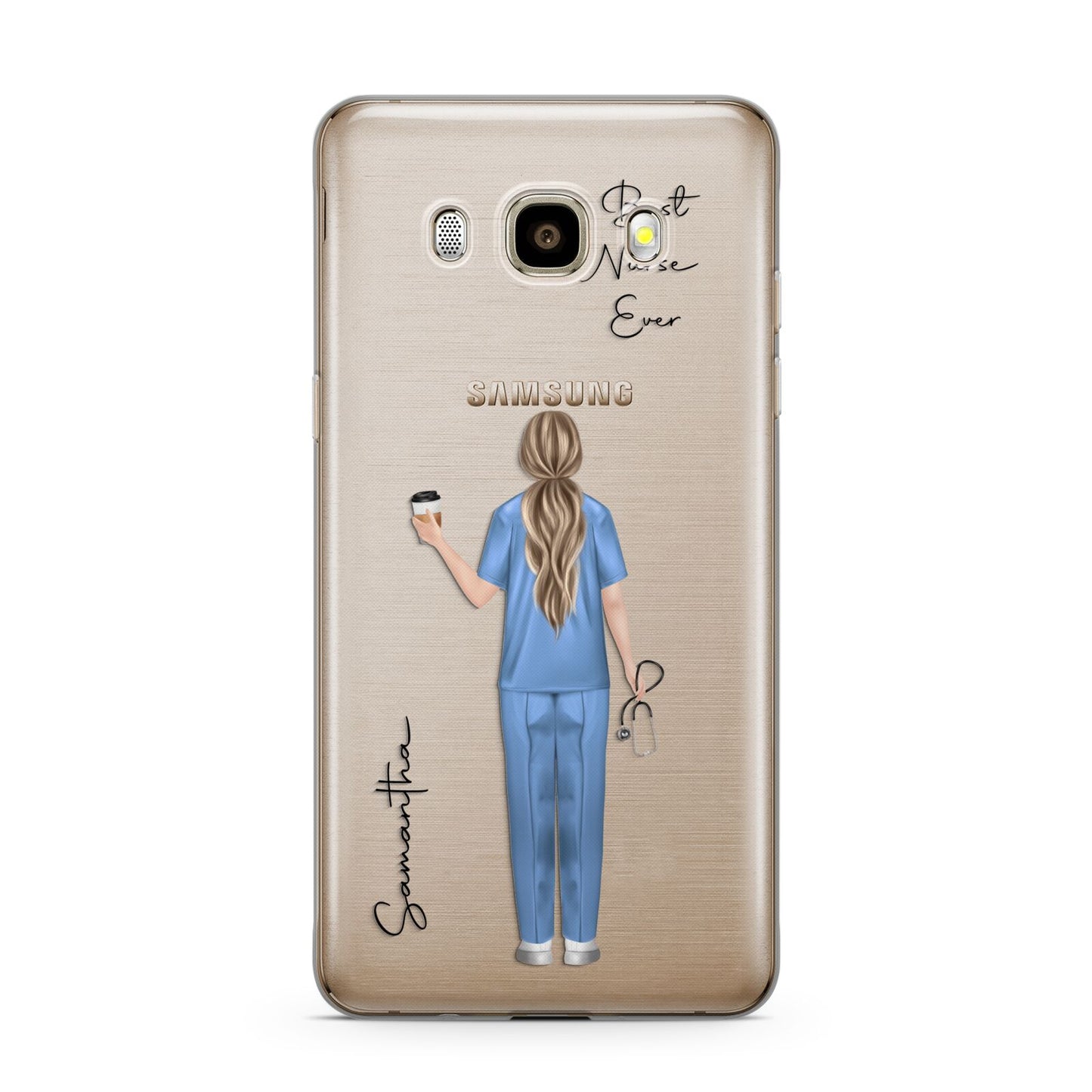 Personalised Nurse Samsung Galaxy J7 2016 Case on gold phone