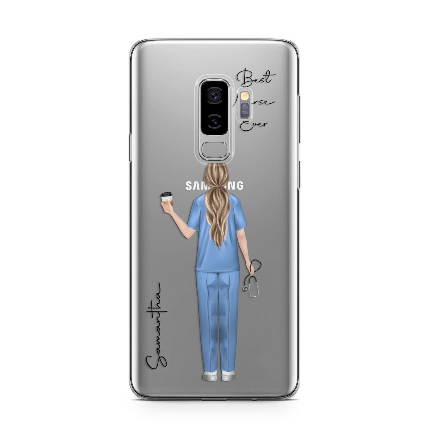 Personalised Nurse Samsung Galaxy S9 Plus Case on Silver phone