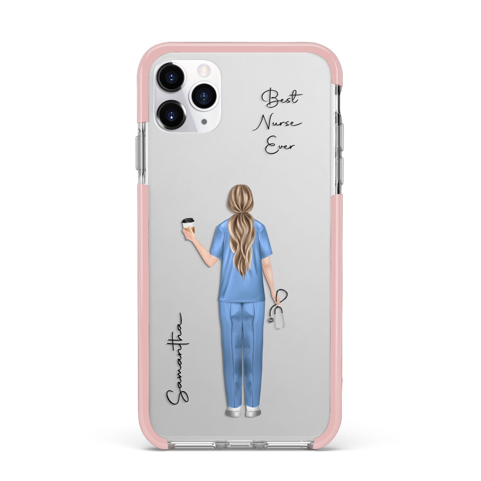 Personalised Nurse iPhone 11 Pro Max Impact Pink Edge Case