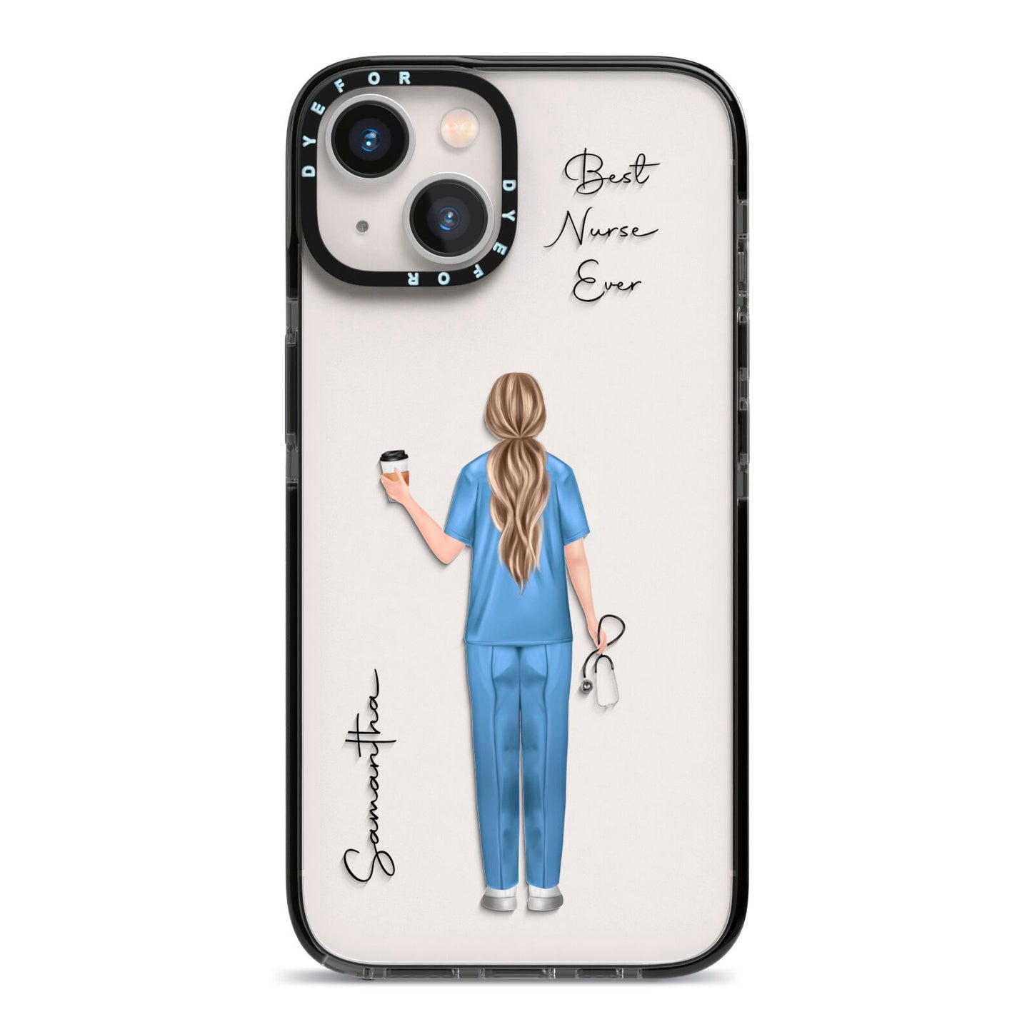 Personalised Nurse iPhone 13 Black Impact Case on Silver phone