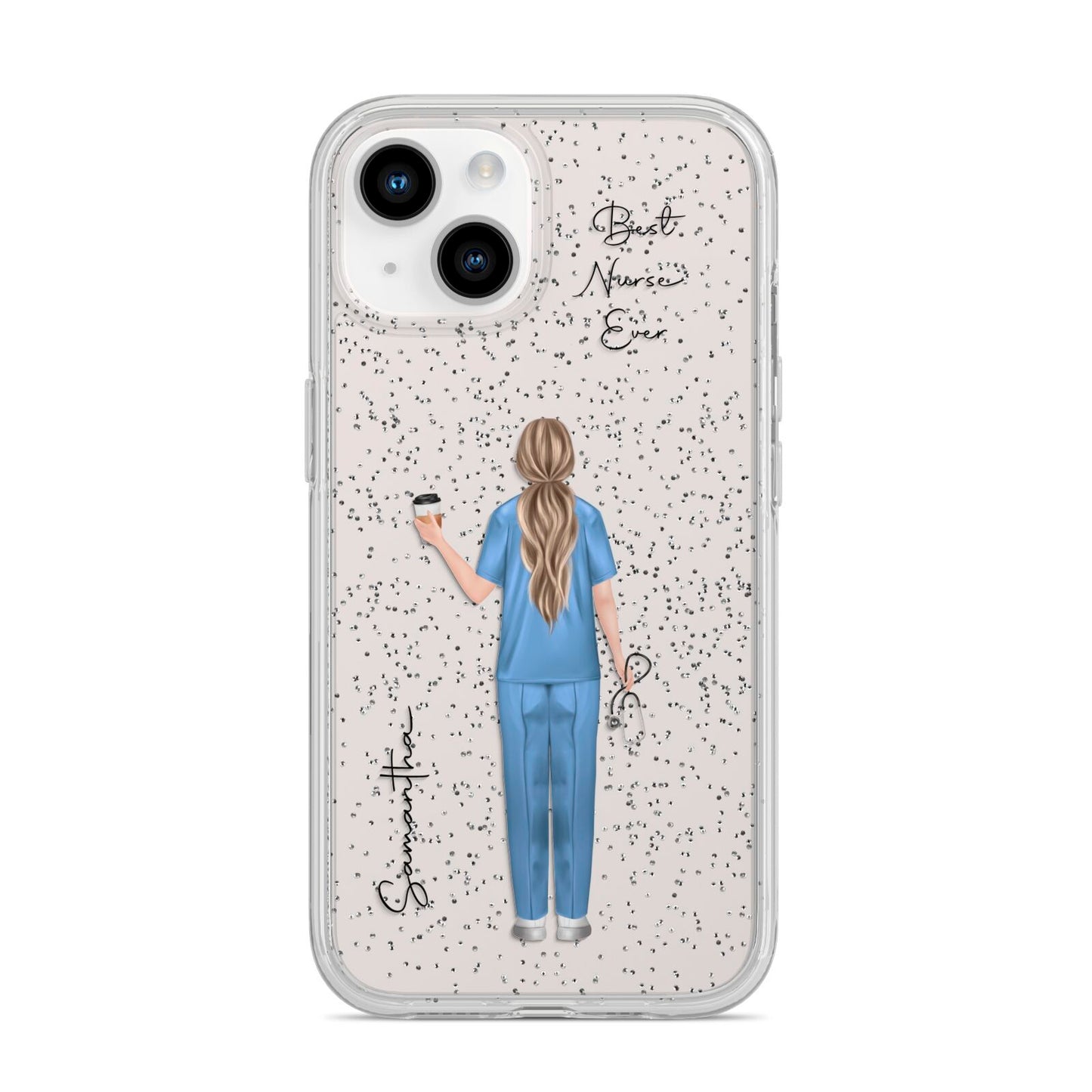 Personalised Nurse iPhone 14 Glitter Tough Case Starlight