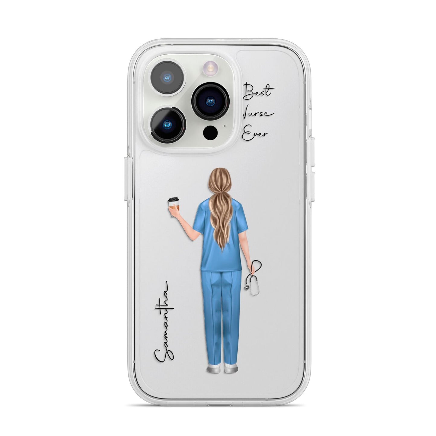 Personalised Nurse iPhone 14 Pro Clear Tough Case Silver