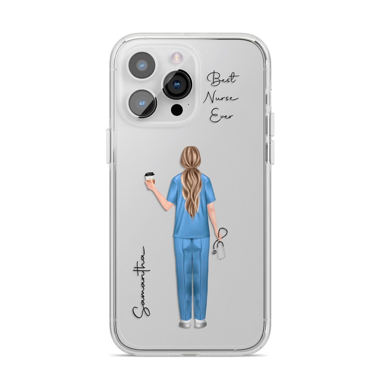 Personalised Nurse iPhone 14 Pro Max Clear Tough Case Silver